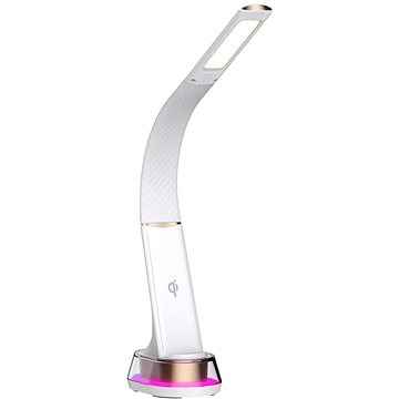 Immax LED stolní lampička Corella s Qi nabíjením bílá se zlatými prvky, RGB podsvícení (08974L)