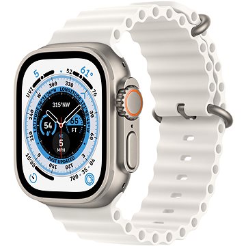 Apple Watch Ultra 49mm titanové pouzdro s bílým oceánským řemínkem (MNHF3CS/A)