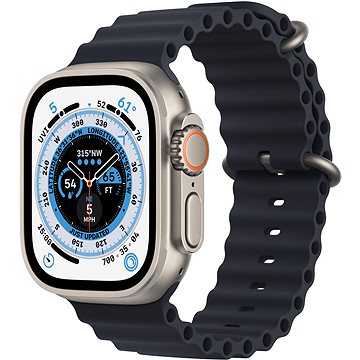 Apple Watch Ultra 49mm titanové pouzdro s temně inkoustovým oceánským řemínkem (MQFK3CS/A)