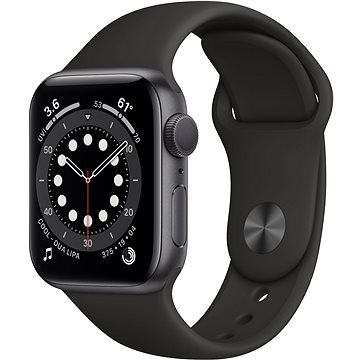 Apple Watch Series 6 40mm Vesmírně šedý hliník s černým sportovním řemínkem (MG133HC/A)