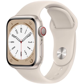 Apple Watch Series 8 41mm Cellular Hvězdně bílý hliník s hvězdně bílým sportovním řemínkem (MNHY3CS/A)