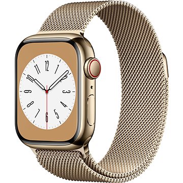 Apple Watch Series 8 41mm Cellular Zlatý nerez se zlatým milánským tahem (MNJF3CS/A)