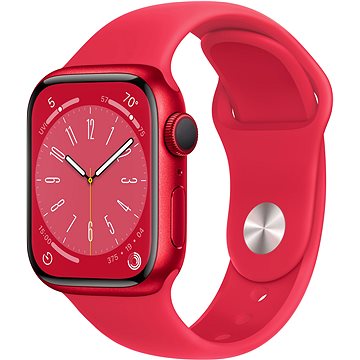 Apple Watch Series 8 41mm Červený hliník s červeným sportovním řemínkem (MNP73CS/A)