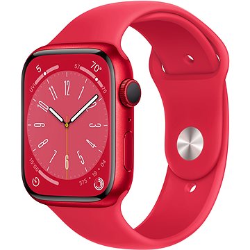 Apple Watch Series 8 45mm Červený hliník s červeným sportovním řemínkem (MNP43CS/A)