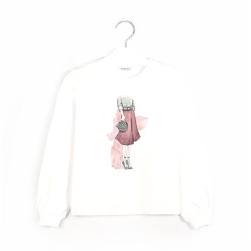 MAYORAL dívčí tričko DR bílé s obrázkem šatů - 152 cm (327473)