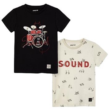 MAYORAL chlapecká trička set 2ks, hudební, černá/béžová - 134 cm (335532)
