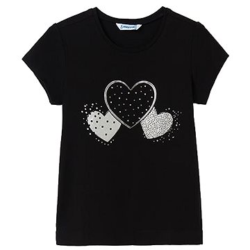 MAYORAL dívčí tričko KR srdce černá - 157 cm (383601)
