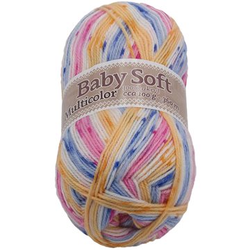 Baby soft multicolor 100g - 603 bílá, modrá, žlutá, růžová (6857)