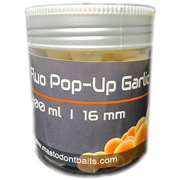 Mastodont Baits - Fluo Pop-Up Garlic 16mm 200ml Bílá (8594187921088)
