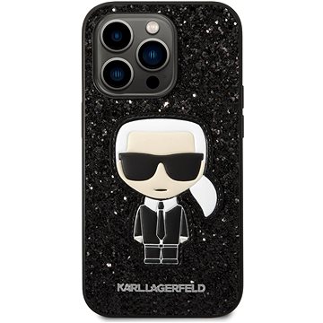 Karl Lagerfeld Glitter Flakes Ikonik Zadní Kryt pro iPhone 14 Pro Max Black (KLHCP14XGFKPK)