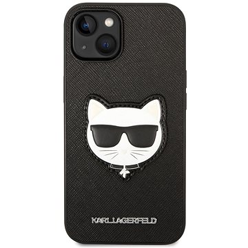 Karl Lagerfeld PU Saffiano Choupette Head Zadní Kryt pro iPhone 14 Black (KLHCP14SSAPCHK)