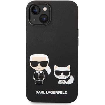 Karl Lagerfeld and Choupette Liquid Silicone Zadní Kryt pro iPhone 14 Black (KLHCP14SSSKCK)