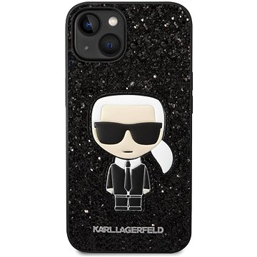 Karl Lagerfeld Glitter Flakes Ikonik Zadní Kryt pro iPhone 14 Black (KLHCP14SGFKPK)