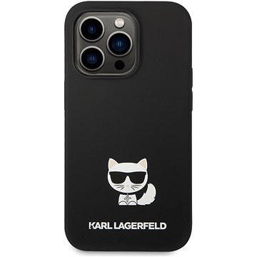 Karl Lagerfeld Liquid Silicone Choupette Zadní Kryt pro iPhone 14 Pro Black (KLHCP14LSLCTBK)