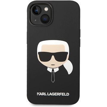 Karl Lagerfeld MagSafe Kompatibilní Kryt Liquid Silicone Karl Head pro iPhone 14 Plus Black (KLHMP14MSLKHBK)