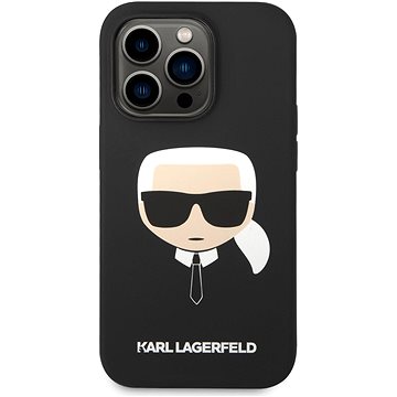Karl Lagerfeld MagSafe Kompatibilní Kryt Liquid Silicone Karl Head pro iPhone 14 Pro Black (KLHMP14LSLKHBK)