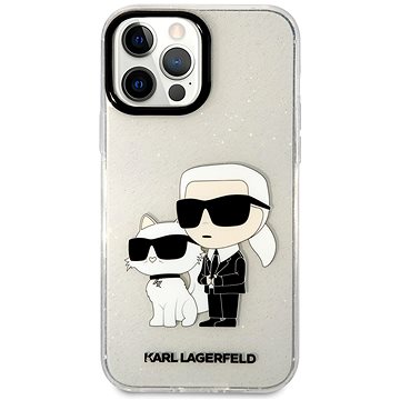 Karl Lagerfeld IML Glitter Karl and Choupette NFT Zadní Kryt pro iPhone 13 Pro Max Transparent (KLHCP13XHNKCTGT)