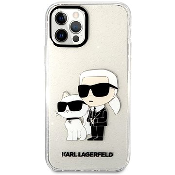 Karl Lagerfeld IML Glitter Karl and Choupette NFT Zadní Kryt pro iPhone 12/12 Pro Transparent (KLHCP12MHNKCTGT)