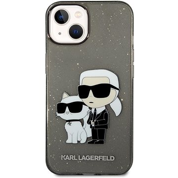 Karl Lagerfeld IML Glitter Karl and Choupette NFT Zadní Kryt pro iPhone 14 Plus Black (KLHCP14MHNKCTGK)