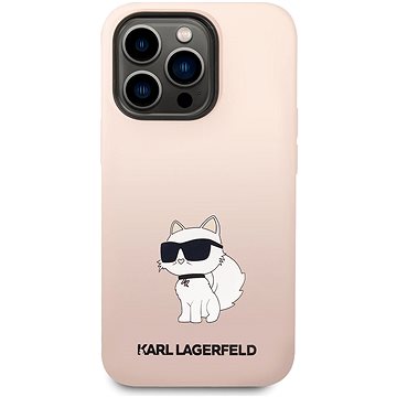 Karl Lagerfeld Liquid Silicone Choupette NFT Zadní Kryt pro iPhone 14 Pro Pink (KLHCP14LSNCHBCP)
