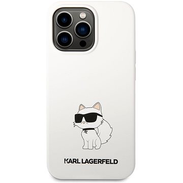 Karl Lagerfeld Liquid Silicone Choupette NFT Zadní Kryt pro iPhone 13 Pro White (KLHCP13LSNCHBCH)