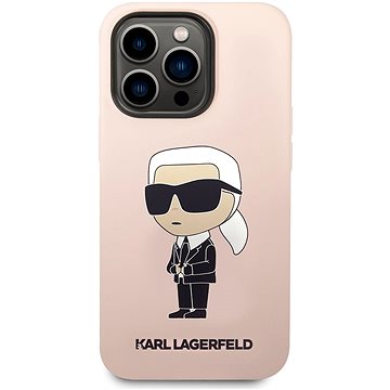 Karl Lagerfeld Liquid Silicone Ikonik NFT Zadní Kryt pro iPhone 14 Pro Max Pink (KLHCP14XSNIKBCP)