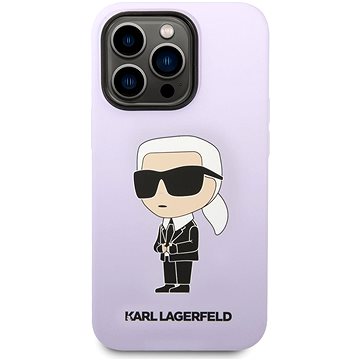 Karl Lagerfeld Liquid Silicone Ikonik NFT Zadní Kryt pro iPhone 14 Pro Purple (KLHCP14LSNIKBCU)
