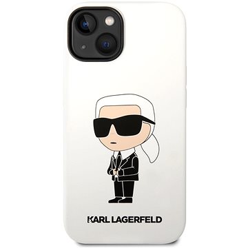 Karl Lagerfeld Liquid Silicone Ikonik NFT Zadní Kryt pro iPhone 14 White (KLHCP14SSNIKBCH)