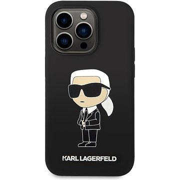 Karl Lagerfeld Liquid Silicone Ikonik NFT Zadní Kryt pro iPhone 14 Pro Black (KLHCP14LSNIKBCK)
