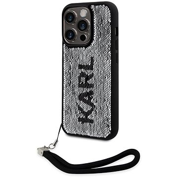 Karl Lagerfeld Sequins Reversible Zadní Kryt pro iPhone 14 Pro Max Black/Silver (KLHCP14XPSQRKS)