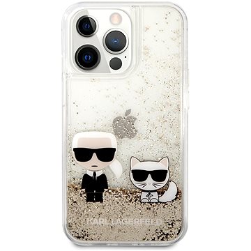 Karl Lagerfeld Liquid Glitter Karl and Choupette Kryt pro Apple iPhone 13 Pro Max Gold (3666339027322)