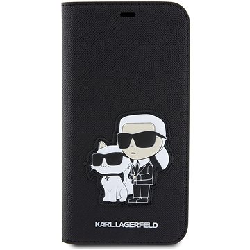 Karl Lagerfeld PU Saffiano Karl and Choupette NFT Book Pouzdro pro iPhone 12/12 Pro Black (KLBKP12MSANKCPK)