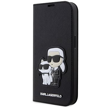 Karl Lagerfeld PU Saffiano Karl and Choupette NFT Book Pouzdro pro iPhone 14 Pro Max Black (KLBKP14XSANKCPK)