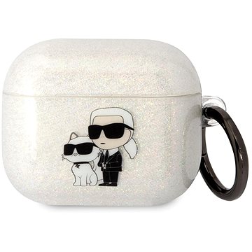 Karl Lagerfeld 3D Logo NFT Karl and Choupette TPU Glitter Pouzdro pro Airpods 3 White (KLA3HNKCTGT)
