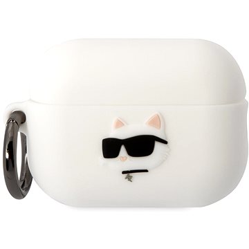 Karl Lagerfeld 3D Logo NFT Choupette Head Silikonové Pouzdro pro Airpods Pro 2 White (KLAP2RUNCHH)