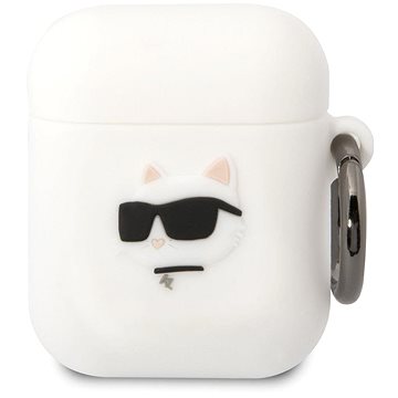 Karl Lagerfeld 3D Logo NFT Choupette Head Silikonové Pouzdro pro Airpods 1/2 White (KLA2RUNCHH)
