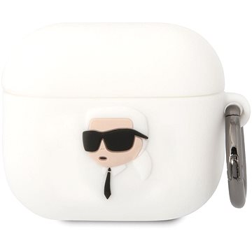 Karl Lagerfeld 3D Logo NFT Karl Head Silikonové Pouzdro pro Airpods 3 White (KLA3RUNIKH)