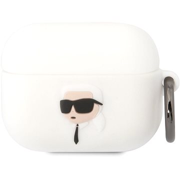 Karl Lagerfeld 3D Logo NFT Karl Head Silikonové Pouzdro pro Airpods Pro White (KLAPRUNIKH)