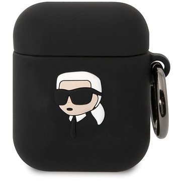 Karl Lagerfeld 3D Logo NFT Karl Head Silikonové Pouzdro pro Airpods 1/2 Black (KLA2RUNIKK)