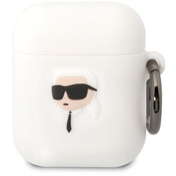 Karl Lagerfeld 3D Logo NFT Karl Head Silikonové Pouzdro pro Airpods 1/2 White (KLA2RUNIKH)