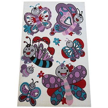 Dětský kusový koberec Motýlci na krémovém podkladu 120 × 170 cm (21D1070)