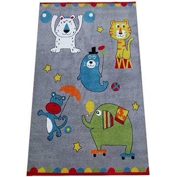 Dětský kusový koberec Cirkus na šedé 120 × 170 (21D0029)