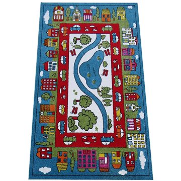 Dětský kusový koberec Město modré 120 × 170 (21D0024)