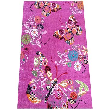 Dětský kusový koberec Motýl růžový 160 × 220 cm (21D3272/1)