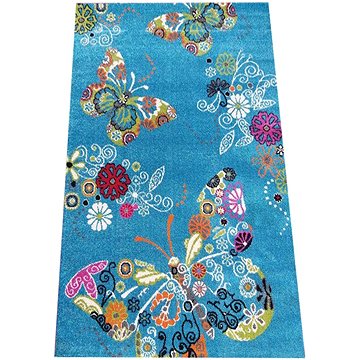 Dětský kusový koberec Motýl modrý 120 × 170 cm (21D3269)
