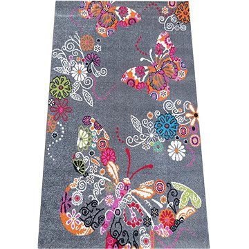 Dětský kusový koberec Motýl šedý 160 × 220 cm (21D3271/1)
