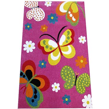 Dětský kusový koberec Motýli na růžovém podkladu 400 × 500 (21D1024)