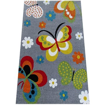 Dětský kusový koberec Motýli na šedém podkladu -200 × 290 (21D0054)