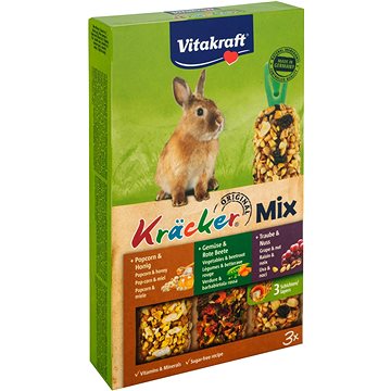 Vitakraft pochoutka pro králíky Kräcker Mix popkorn zelenina hrozno 3 ks (4008239250872)