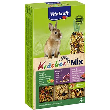 Vitakraft pochoutka pro králíky Kräcker Mix zelenina hrozno lesní ovoce 3 ks (4008239252272)